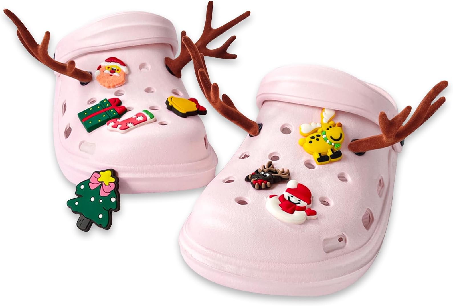 Christmas Croc Charms Gifts, Cute Reindeer Antlers for Toddler/Kids/Teens/Girl/Boy, Shoe Charms for Holidays Christmas Eve Party Favor 18PCS