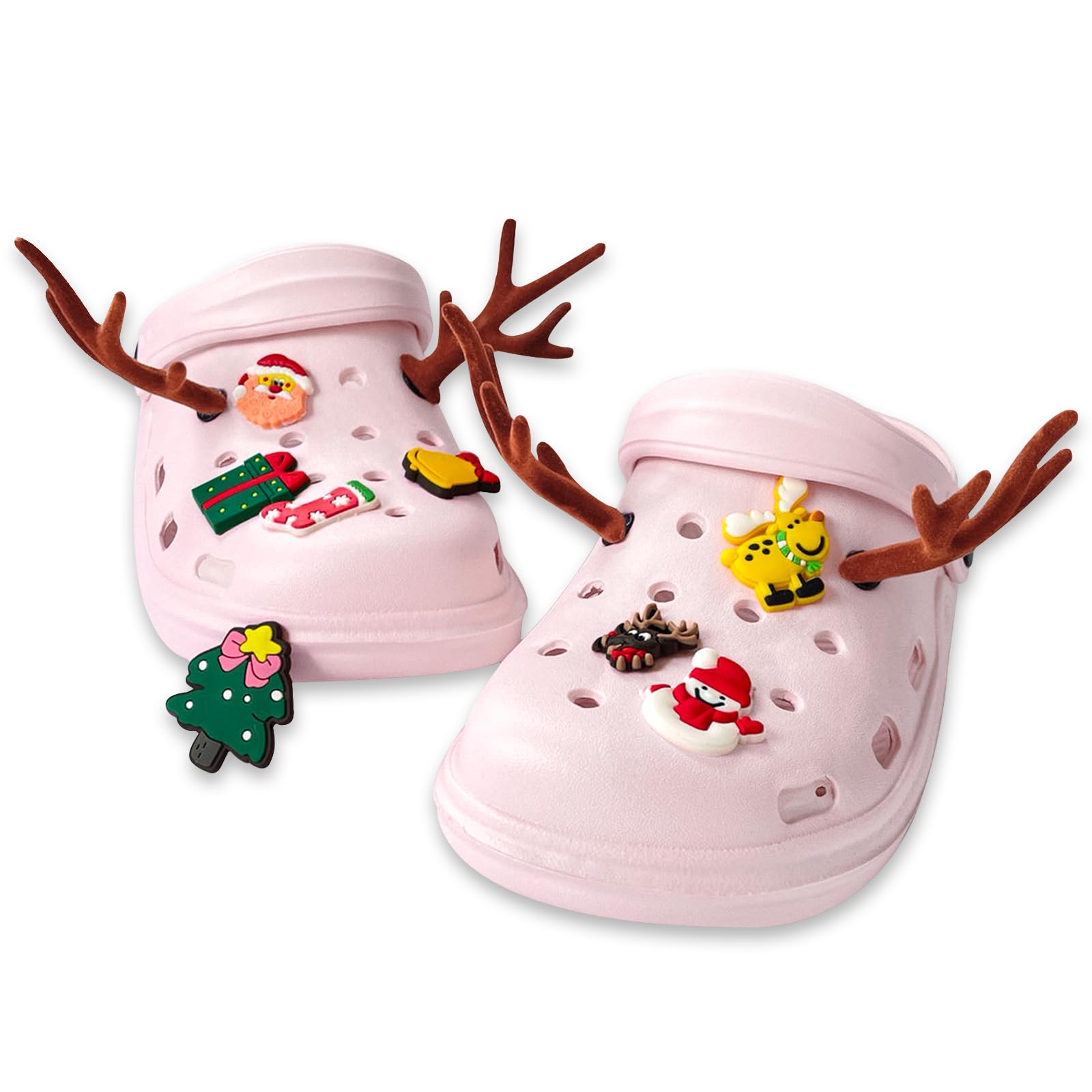 Christmas Croc Charms Gifts, Cute Reindeer Antlers for Toddler/Kids/Teens/Girl/Boy, Shoe Charms for Holidays Christmas Eve Party Favor 18PCS