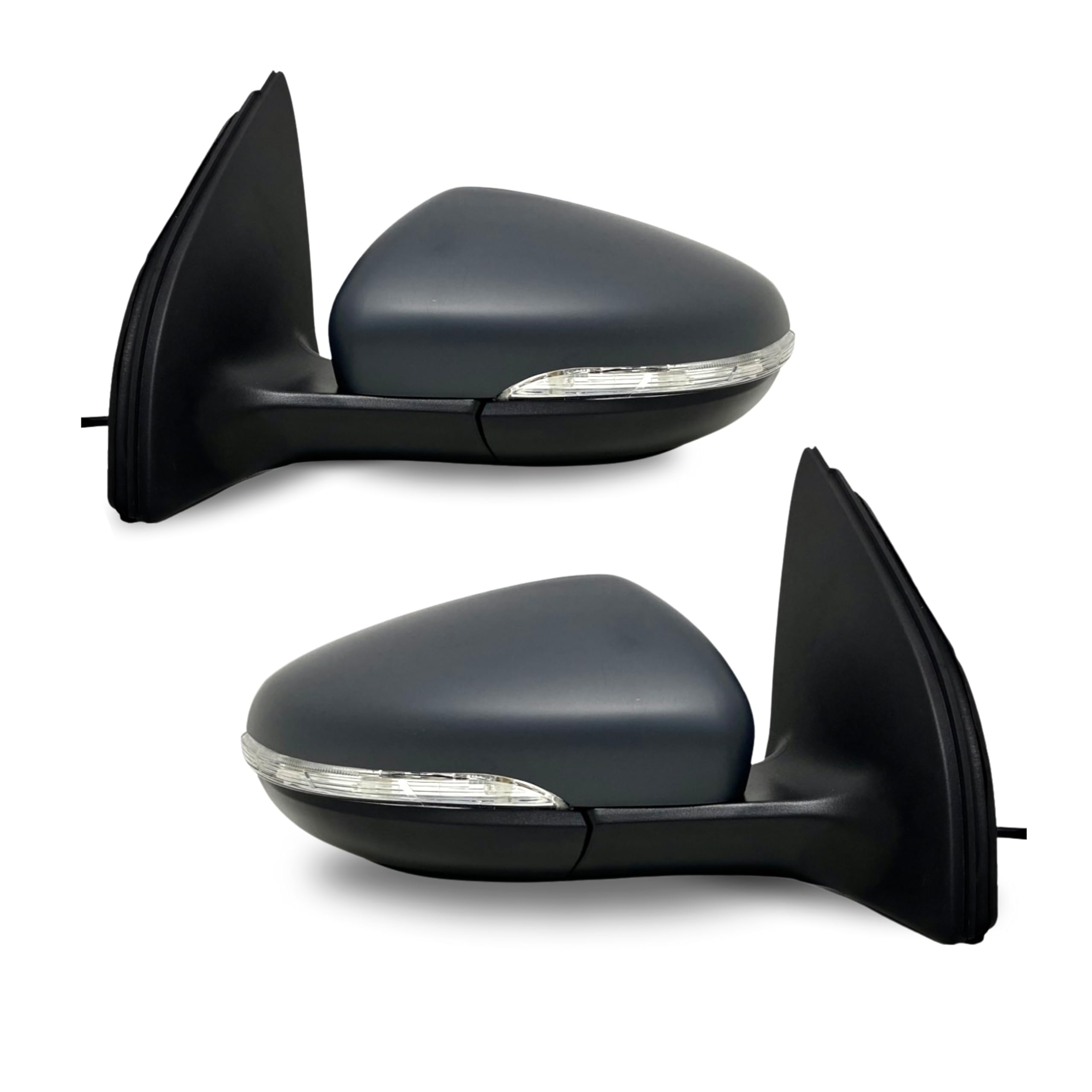 Spieg Side Mirror Set for 2010-2014 Volkswagen Golf Mk6 Power Adj Heated Puddle Lamp Power Folding Turn Signal Light Primed Pair VW1320141 VW1321141