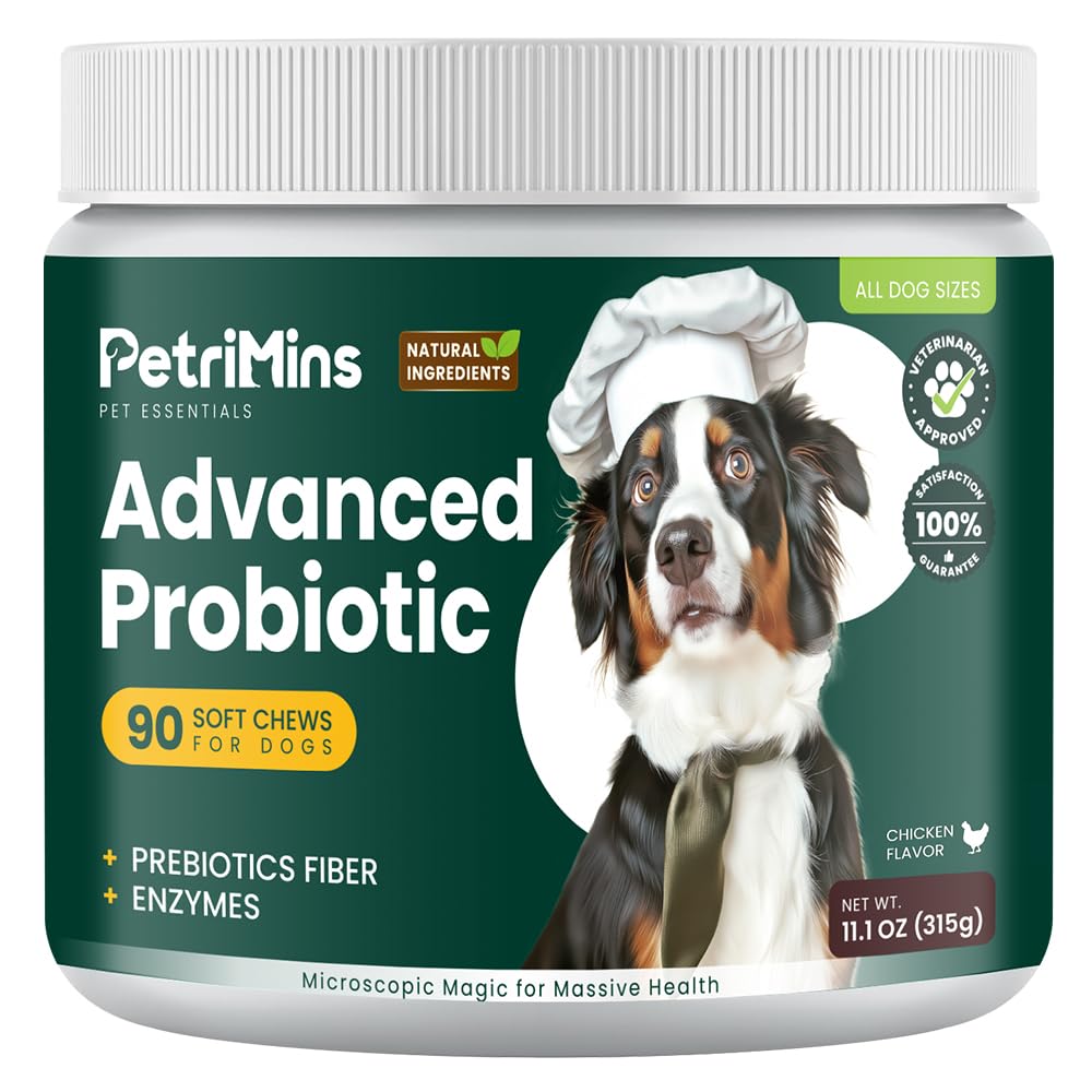 PetriMins Advanced Probiotic for Dogs, Supports Digestive Health, Immune Health, Gut Health, Improves Nutrient Absorption - Six Strains of Probiotics