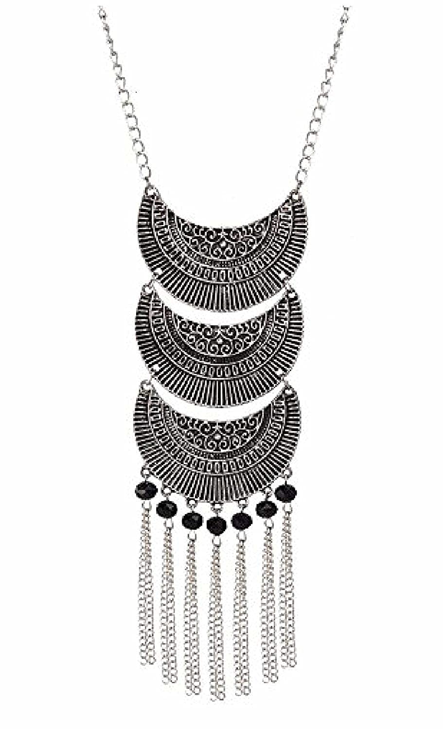 Zukhruf Fashion Oxidised German Silver Three Chand Long Chain Necklace for Girls & Women (B098FFD4R5) Amazon Price History, Amazon Price Tracker