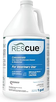 REScue One-Step Disinfectant Cleaner & Deodorizer For Veterinary Use, Animal Shelters, Pet Foster Homes, Kennels, Litter Box, Concentrate 1 Gallon