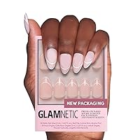 Vista 84 de Glamnetic Uñas a presión – Red Affair Uñas cortas de punta francesa con purpurina roja almendra con un acabado brillante 15 tamaños – Kit de 30