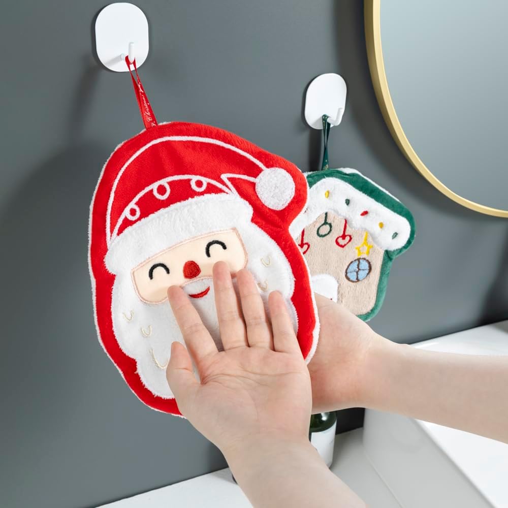 YiLUOMO Hand Towel Set of 3 Kitchen and Bathroom Super Absorbent Soft Hanging Towel Cute Decorative Embroidered Winter Holiday Design Dish Towels 10 X 6 Inch - Image 7