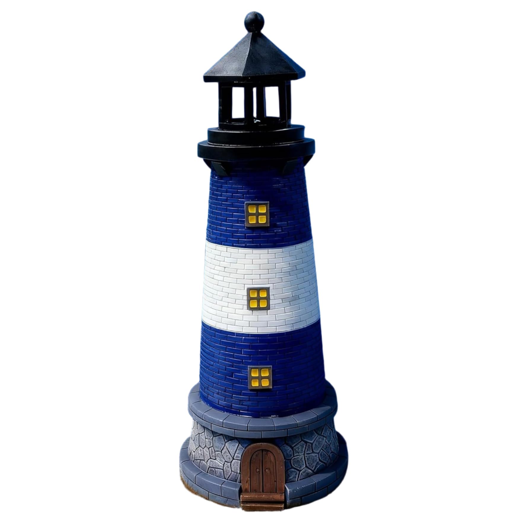 Leuchtturm Solarleuchte Solar Leuchtturm, Automatisch Drehbar Wasserdicht Außen für Hof, Terrasse, Boden, Tischdekoration, Blau
