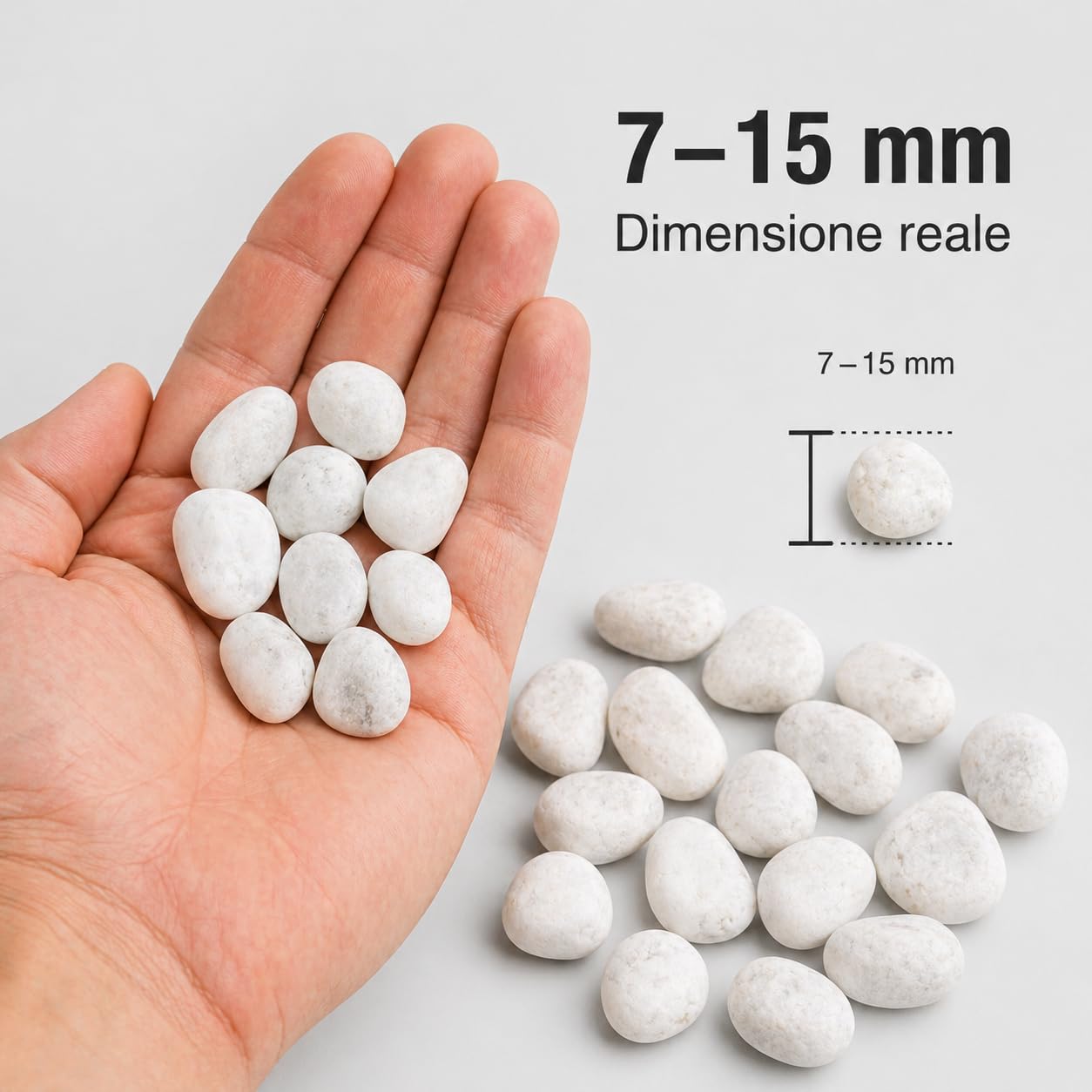 Sassi da giardino marmo bianco 7/15 mm ciottoli decorativi naturali 25 kg pietre per giardino aiuole vasi vialetti drenanti resistenti esterno interno effetto elegante