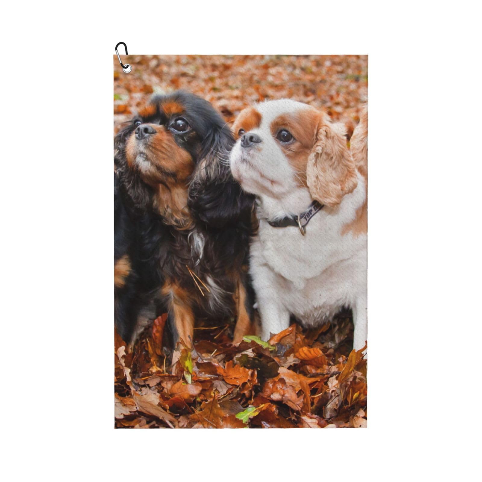 Hnnkloy Cavalier King Charles Spaniel Autumn Puppies, 16x24 in Portable Waffle Golf Towels with Carabiner Clip for Golf Bag