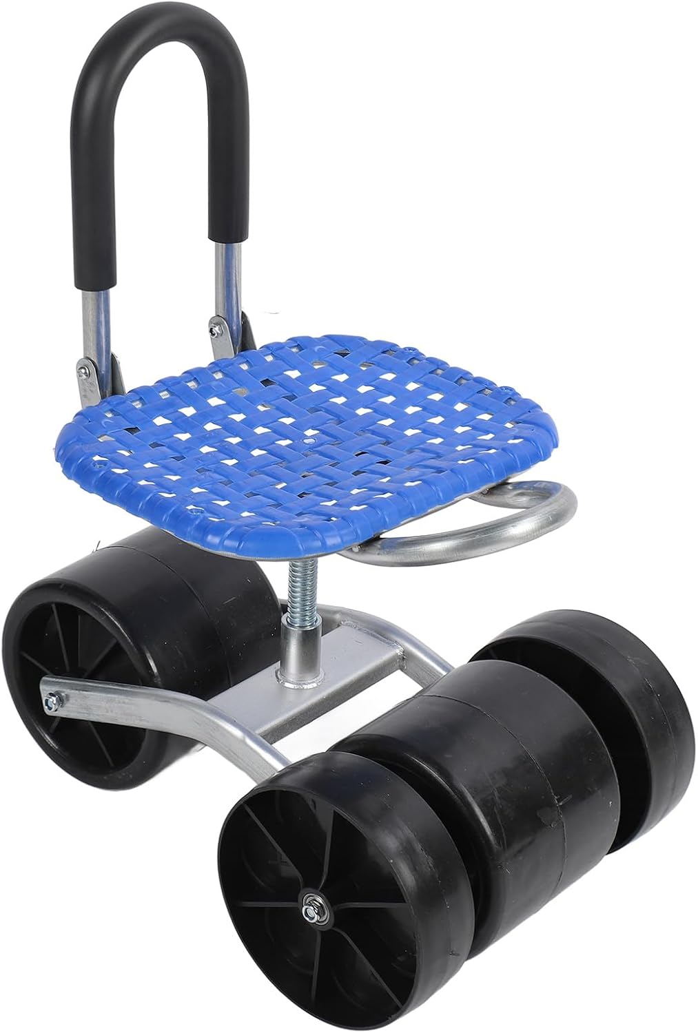 Garden Rolling Stool, 360 Degree Swivel Seat with Tool Tray and Wheels for Gardening Planting Outdoor Yard Work, Comfortable Galvanized Steel PP Material