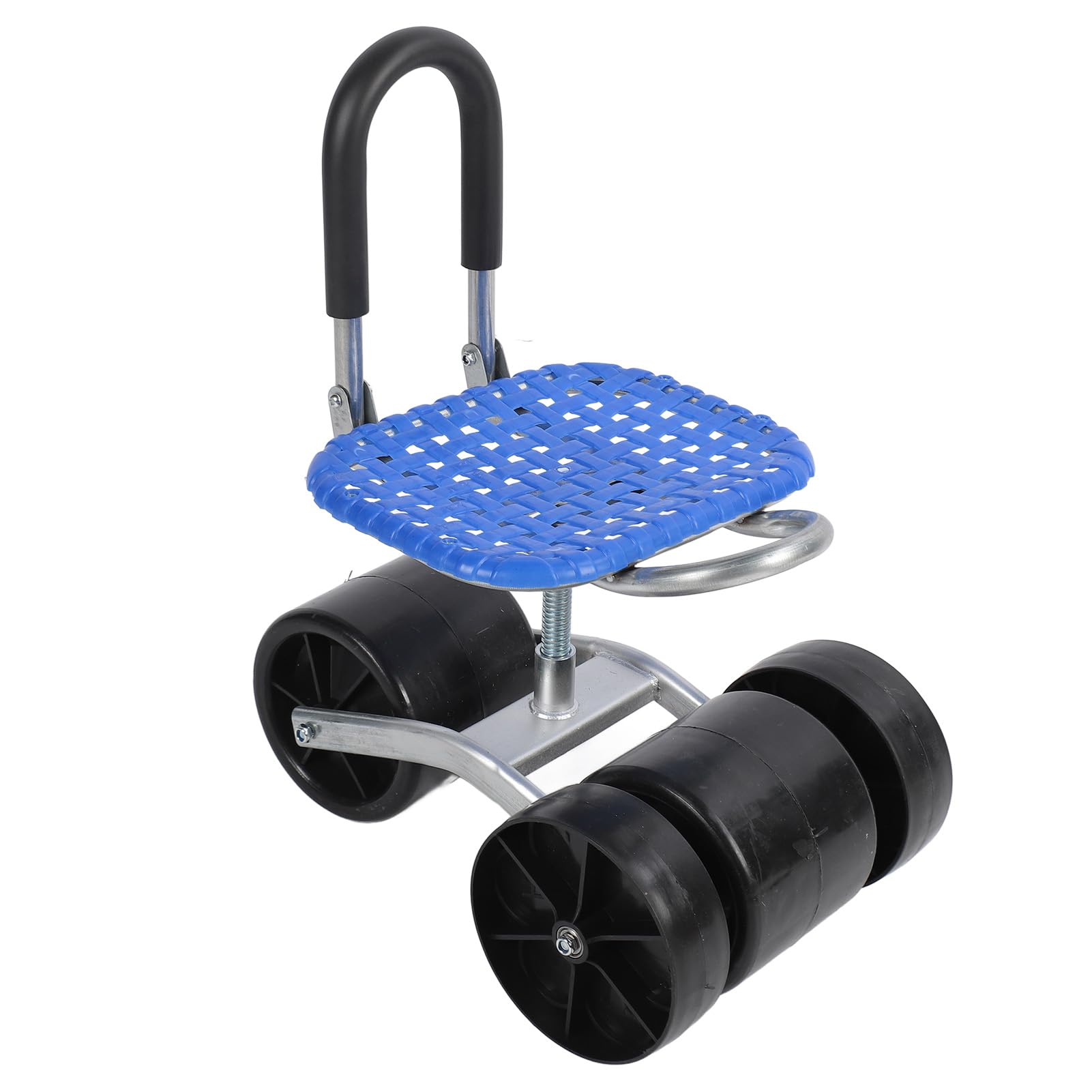 Haofy Sgabello da Giardino con Ruote Sedile Girevole a 360 Gradi con Ruote Telaio in Acciaio Zincato PP Vassoio Porta Attrezzi per Comode attività di Giardinaggio Progetti in Serra su Terreni Agricoli