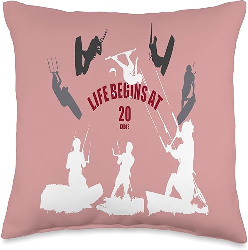 Kitesurf Gifts and Surf Lover Tees by taiche Kiting Life Begins at Twenty Knot Kitesurfer Fun Quote 1 almohada de 16 x 16 pulgadas, multicolor