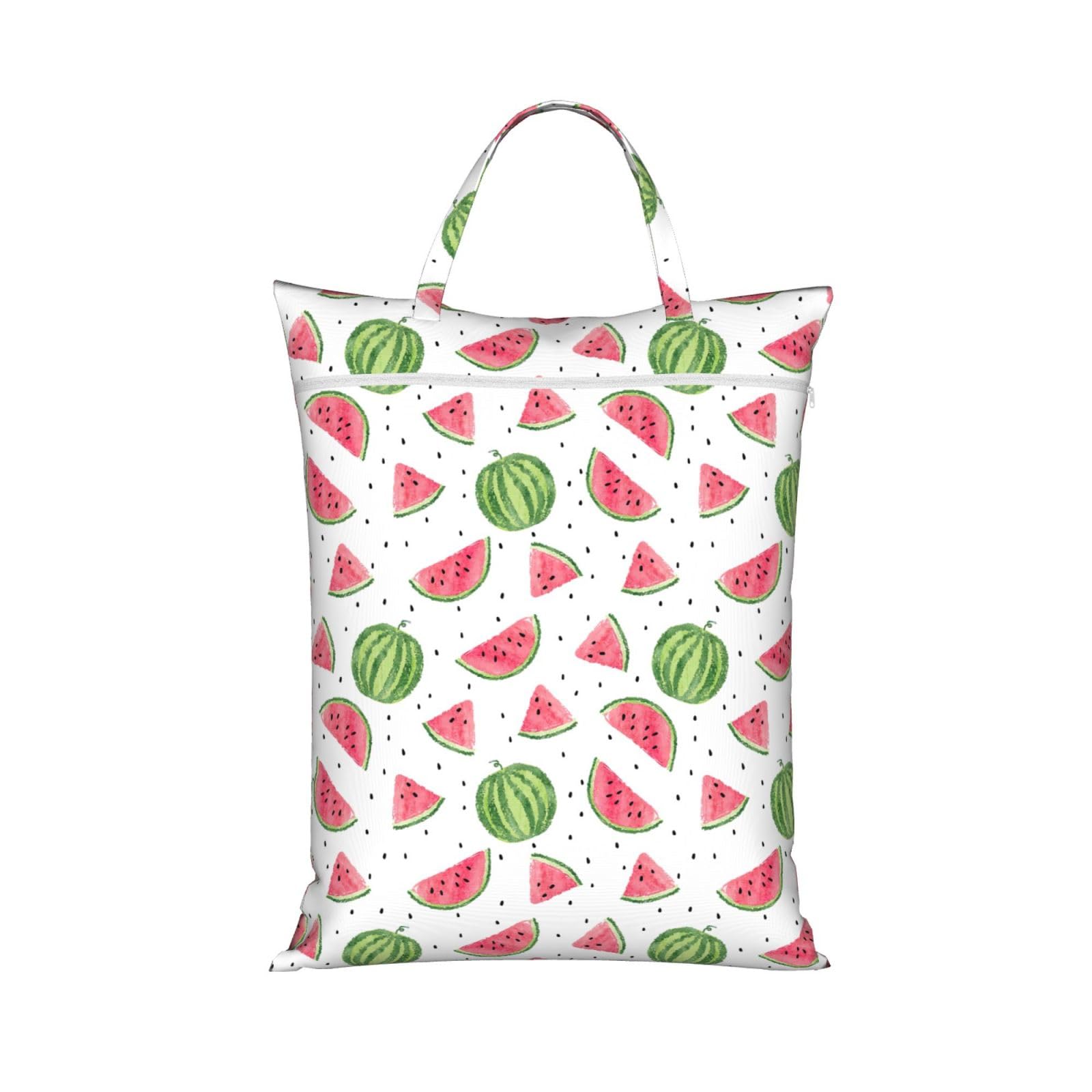 Watermelon Fresh Fruit Print Travel Laundry Bag Foldable Lightweight Camping Beach Dorm Weekend Getaways