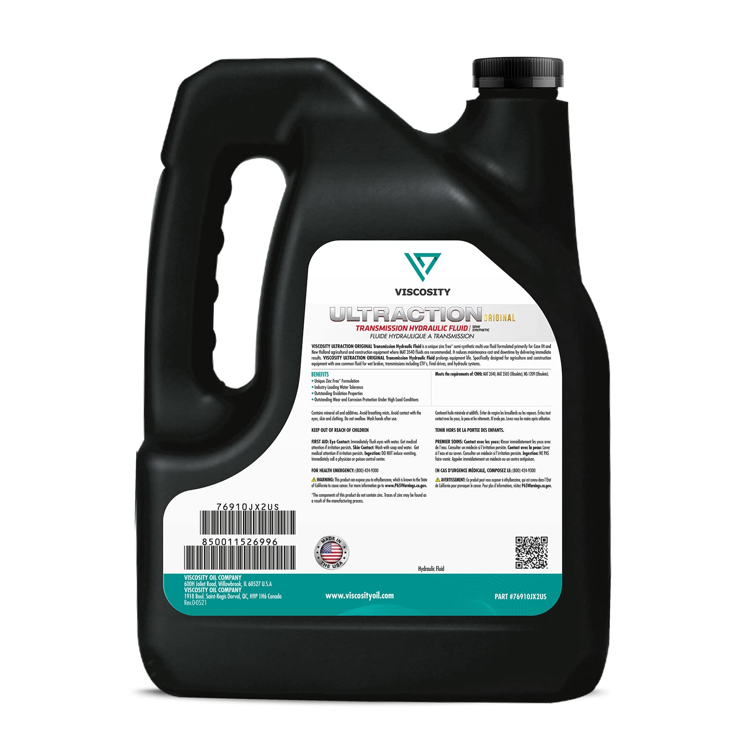 VISCOSITY ULTRACTION Original Transmission Hydraulic Fluid SS - Compatible with Case, New Holland Tractors - 1 Gallon - 76910JX2US