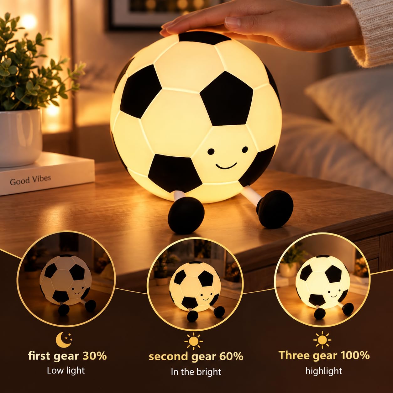 Light-Up Football Toy - 7 Colors, USB Rechargeable -3