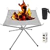 22 Inch Portable Outdoor Fire Pit with Carrying Bag,Foldable Stainless Steel Mesh Fireplace Wood Burning Collapsible Fireplace for Camping Outdoor Hiking BBQ Picnic