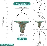 Vista 3 de Cadenas de lluvia de 10 pies para canalones, cadena captadora de lluvia de metal para drenaje de aleros, cadenas de canaletas de lluvia con 10 copas