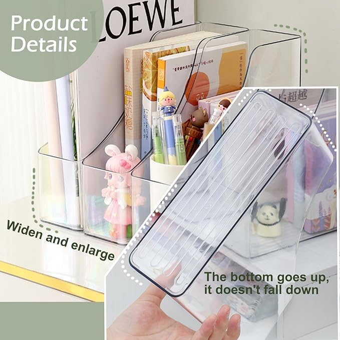 Image of Transparent Desktop Book Stand, A4 Storage Boxes, Large Capacity Plastic File Organizer, Matte Finish Desk Supplies Organisers Magazine File Holder For Office | Book Storage Organizer - Pack Of 1