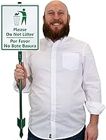 Vista 2 de SmartSign Letrero bilingüe LawnBoss® "Please - Do Not Litter" Letrero de aluminio de 10 x 12 pulgadas con estaca de 3 pies