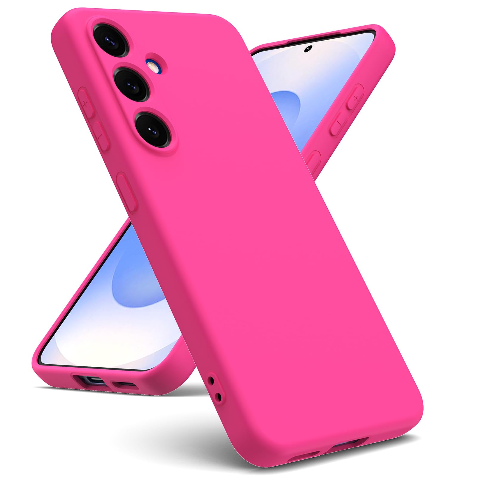 Oududianzi - Cover per Samsung Galaxy S25 FE 5G, Custodia Silicone Liquido, Interno in Microfibra Morbida, Protezione Antiurto Resistente - Rosso Rosa