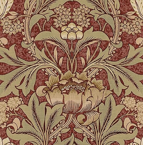NextWall Acanthus Floral Peel and Stick Wallpaper (Red Clay & Lichen)