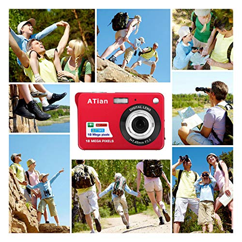 ATian 2.7" LCD HD Digital Camera Amazing Rechargeable Camera 8X Zoom Digital Camera Kids Student Camera Compact Mini Digital Camera Pocket Cameras for Kid/Seniors/Student (Red)