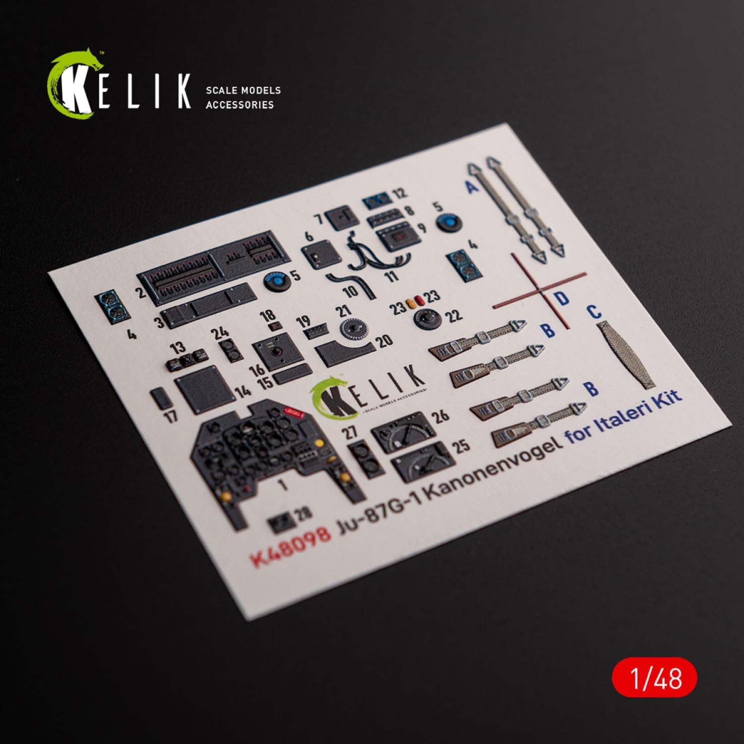 Kelik K48098 1/48 3D Decal for Ju-87G-1 Kanonenvogel Interior for Italeri