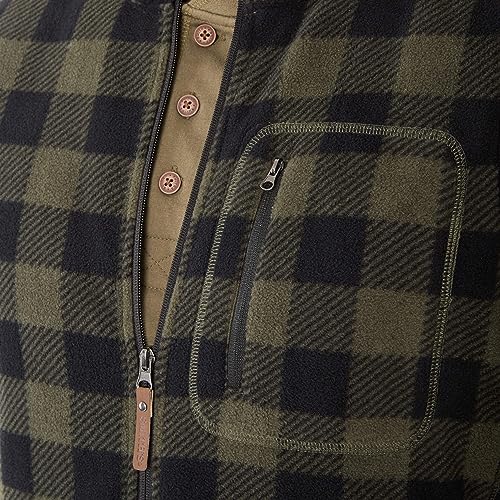Image of Smith's Workwear Men's Smith's Workwear Sherpa-lined Plaid Micro Polarfleece Vest With Zip Pockets