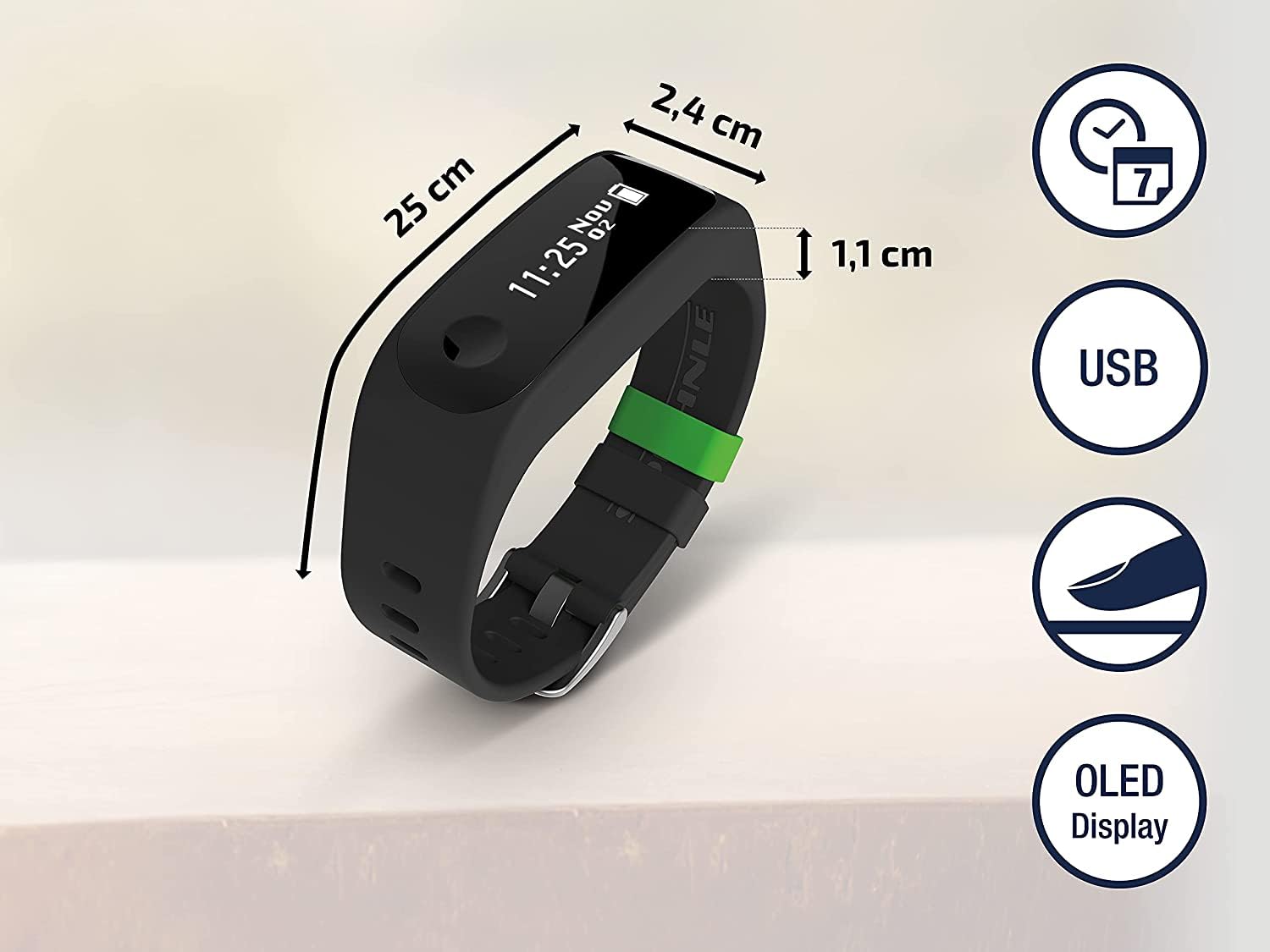 Soehnle Fitnesstracker Fit Connect mit Bluetooth-Anbindung, Fitnessarmband mit bis zu 10 Tagen Laufzeit zählt Schritte und Kalorienverbrauch, Fitness Armbanduhr mit Schlafanalyse