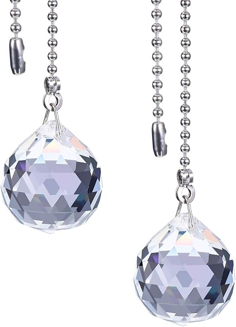2 Sets Clear Crystal Pull Chain Extension with Connector for Ceiling Light Fan Chain, 1 Meter Length Each (Style A)