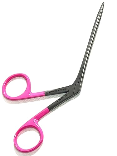 Miniatura 2 de ArTLaB -Pinzas de eliminación de cera de oído alemán de alta calidad con mango de color metálico, pinzas de cocodrilo de mandíbulas dentadas (anillo