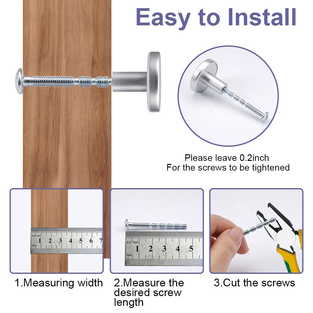 Lot De 6 Boutons De Placard Ronds En Cristal Noir Avec Diamant De