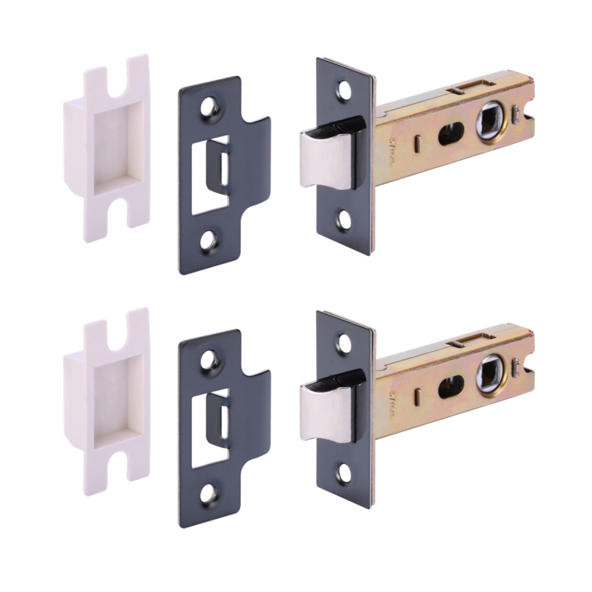 Hunta Black Nickel Handlezone® 2 Pack 76Mm / 3 Inch Premium Tubular Mortice Latch, Catch For Internal Timber Doors - 57Mm Backset