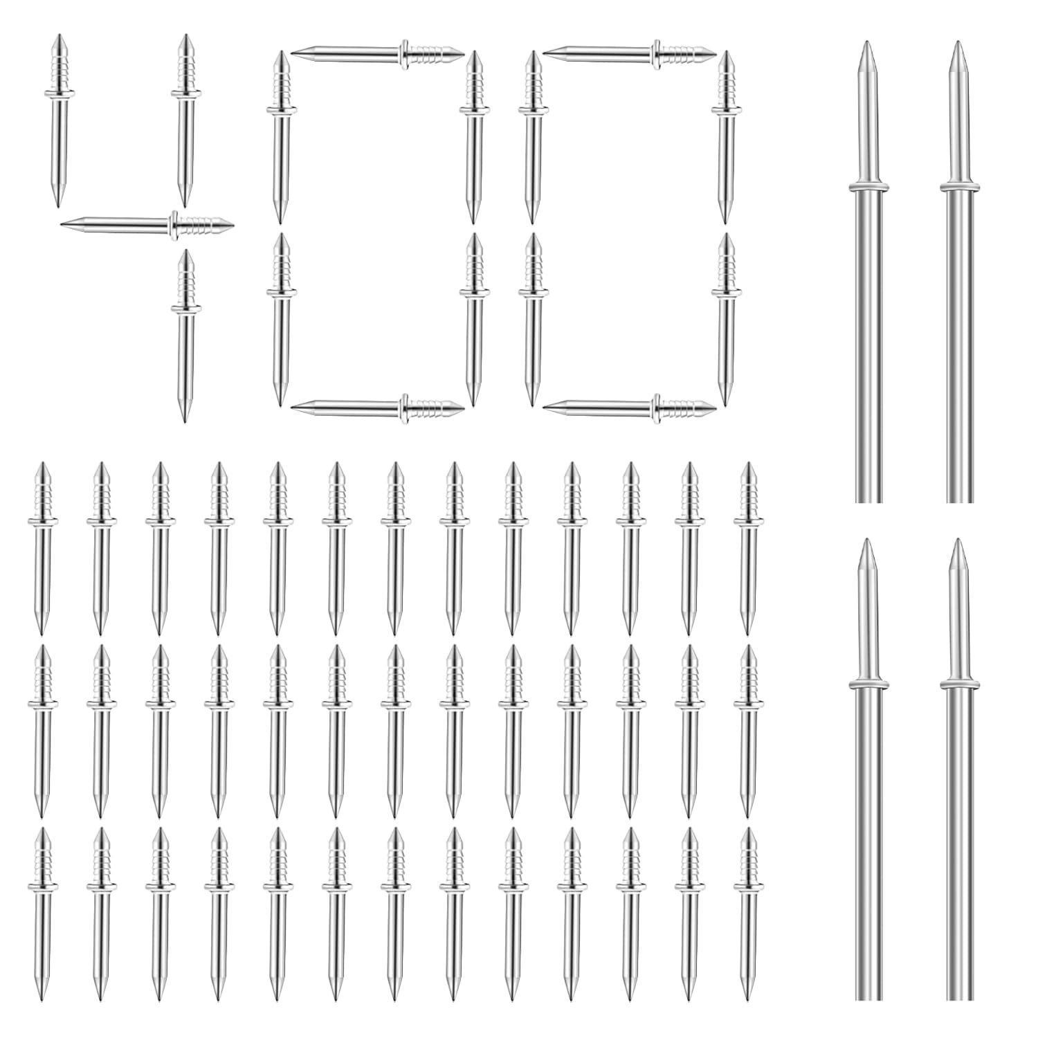400 Pcs Double Headed Skirting Nails Thread Seamless Nails Skirting Board Nails Double Headed No Trace Nails Invisible Security Screws Skirtings Line Nail with 4 Sleeve Tool for Wood Furniture and DIY
