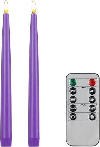 CVHOMEDECO. Velas cónicas sin llama con control remoto de 10 teclas, velas LED parpadeantes con mecha 3D para ventana, funciona con pilas,