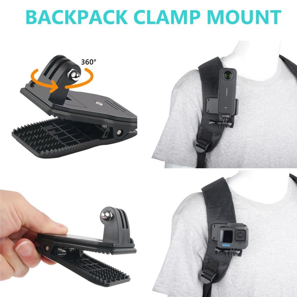 10 en 1 Kit caméra d'action,pour Insta360 X5/X4 Air/X4/X3/Ace Pro, Harnais Telephone, Fixation Bandeau, Fixation Poignet,Clip de Sac à Dos, Support Flottant, Compatible avec GoPro Hero,SJCAM