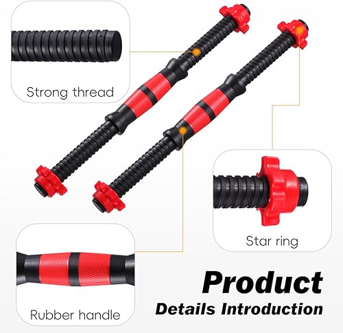 Miniatura 9 de Garneck Asas de mancuernas roscadas, 2 asas ajustables con 4 collares de bloqueo giratorio de 1 pulgada para entrenamiento deportivo