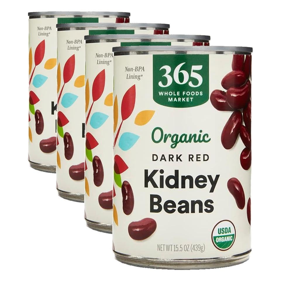 365 by Whole Foods Market, Organic Dark Red Kidney Beans, 15.5 Ounce (Pack of 4)