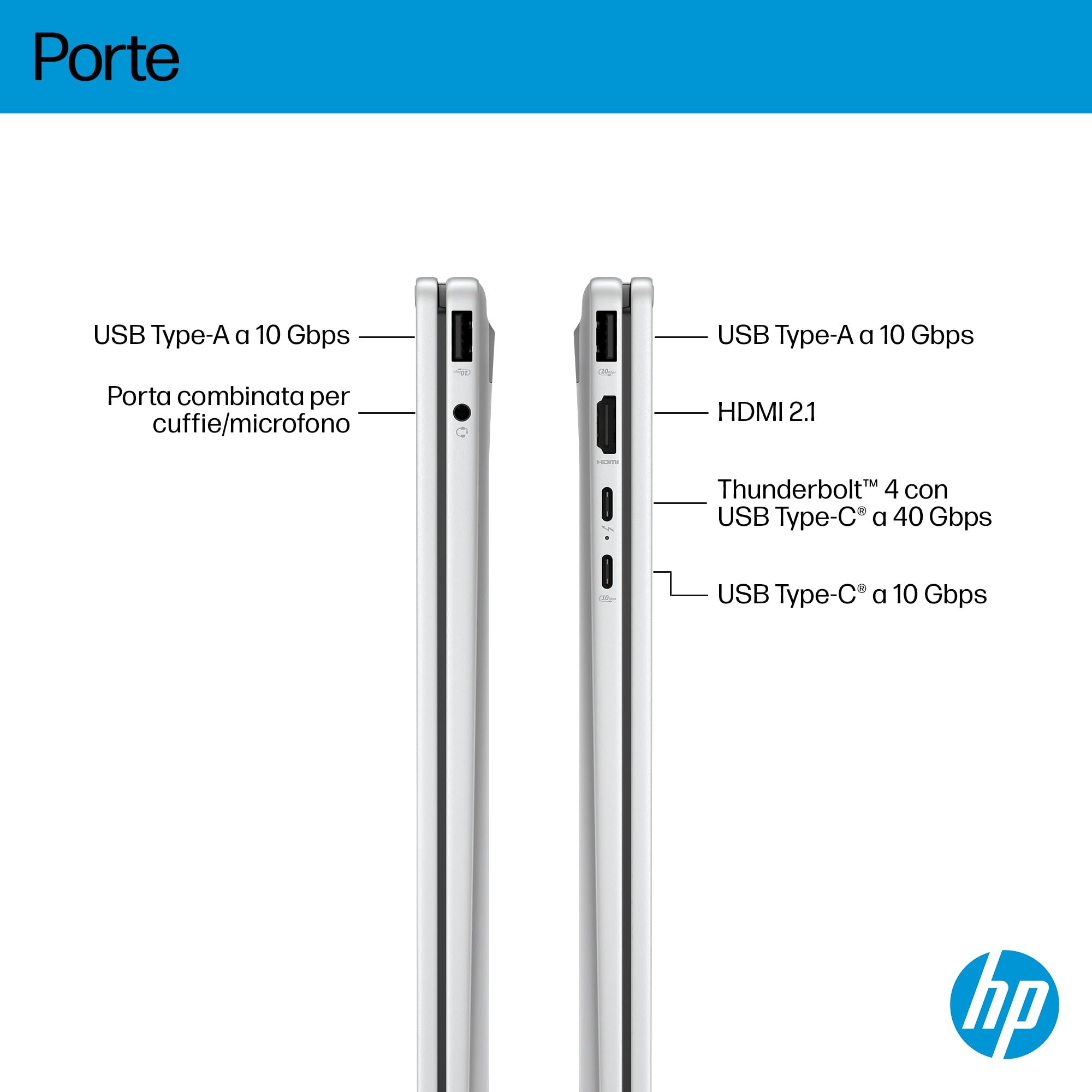HP Omnibook X Flip 16-as0000sl, Convertibile, Copilot+ PC, AI, Intel Core Ultra 7-258V, 32GB RAM, 1TB SSD, Intel Arc, Display 16” Touch IPS 2K 400 Nits, 5MP IR Privacy Cam TNR, Windows 11, Argento