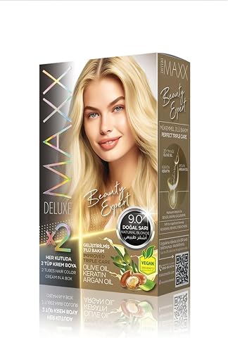 MAXX DELUXE BEAUTY EXPERT HAIR COLOR (KERATİN)'Lİ 1 KUTU (2 X 50 ML) (Doğal Sarı 9.0)