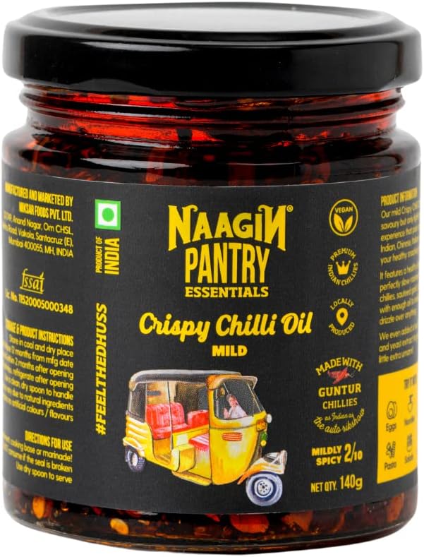 Guntur Crisp Chilli Oil (160g) | Desi, Crunchy, Mild & Garlicky | Vegan, No MSG | Dip, Pour, Cook | Chilli Oil for Momos, Dimsums & Noodles