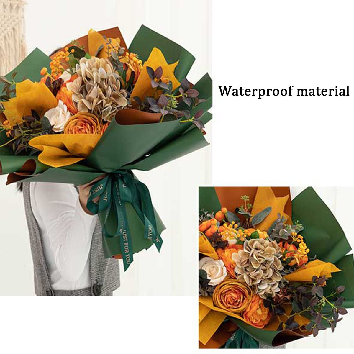 Papier kwiatowy na bukiety, kwiaciarnia papier do pakowania bukietów arkusze do pakowania świeżych kwiatów papier do pakowania rękodzieła pakowanie prezentów, średni szary(Size:Naked Powder)