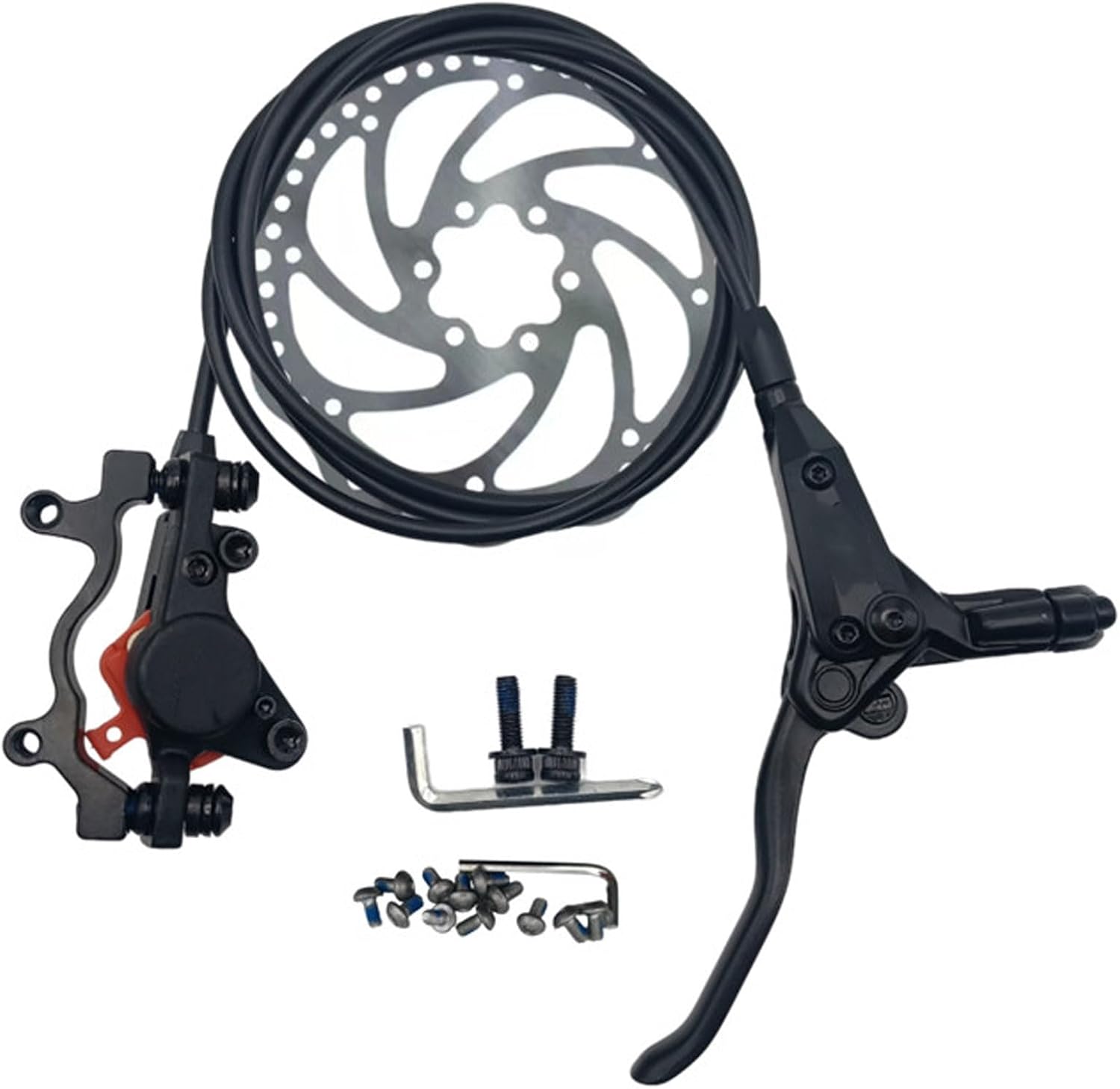 1pc Dual-Piston Hydraulic Disc Brake Set for Mountain Bikes - Left Rear 1400mm Aluminum Alloy(Type B)