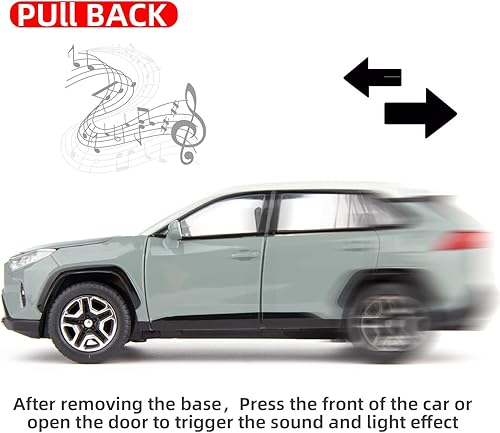 Miniatura 3 de Modelo de Coche 132 RAV4 Aleación Fundida a Presión Coche de Juguete Coleccionable con Luz y Sonido Vehículo de Juguete la Puerta se Puede Abrir