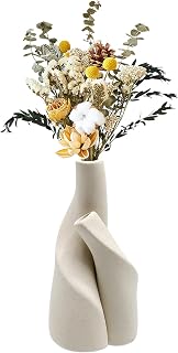 Ceramic Vase, Set of 2 Nordic Minimalism Style Vases Decoration for Pampas Grass, Dried Fresh Flowers Modern Home Decoration Ceramic Flower Vases for Home Living Room Dining Table Office Decor