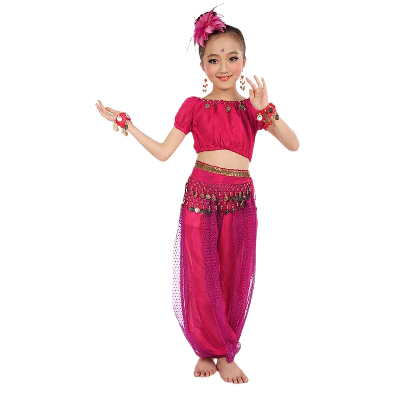 Girls Belly Dance Costume Set 2-Piece Outfit Girls With Top And Lantern Pants Arabian Dancing Performance Professional Carnival Dancer Outfit Suit โ image 1