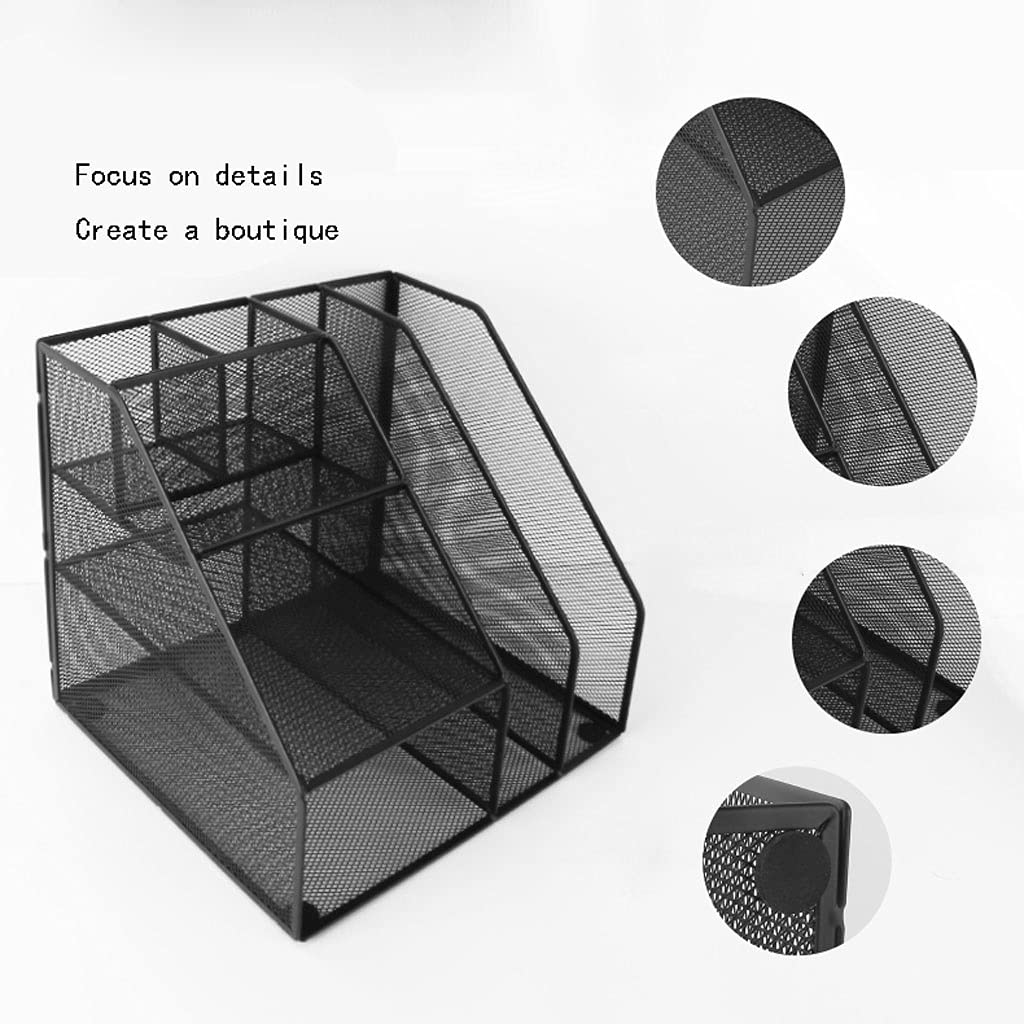 Portadocumenti cremagliera File Rack Desktop Laptop File Cartella Palette Trucco Maglia in Acciaio Steel Magazine File Sorter Documento Lettera Organize Rack per l'organizzazione e Lo stoccaggio