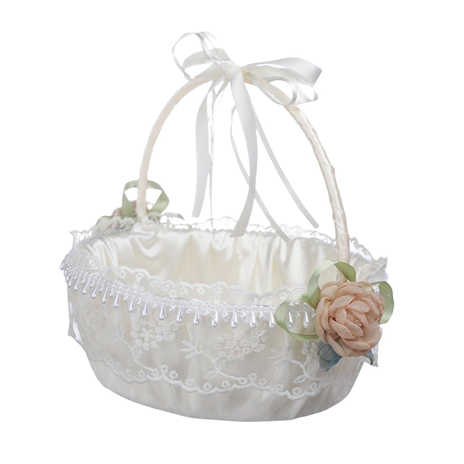 5er Set Hochzeit Blumenkorb weiß elegant Blumenmädchen Korb für besondere Anlässe Rose Style 5789