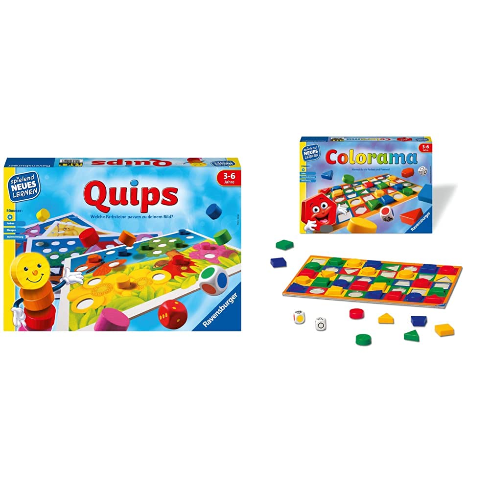 Ravensburger 24920 – Quips - Spielen und Lernen für Kinder, Lernspiel für Kinder von 3-6 Jahren & Colorama - Zuordnungsspiel für die Kleinen - Spiel für Kinder ab 3-6 Jahren, Spielend Neues Lernen