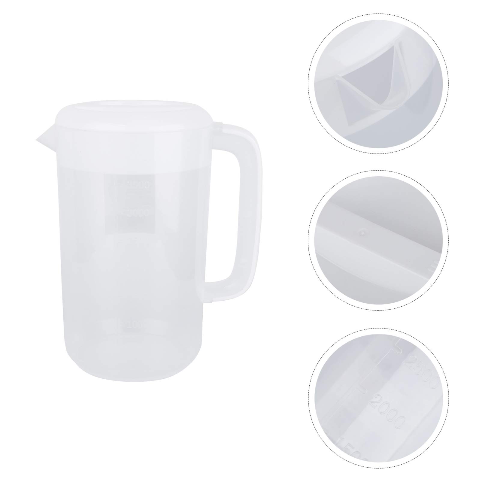 HEMOTON Jarra para bebidas con tapa, 4 litros, de plástico, transparente, grande, para zumo de agua fría, para fiestas, hogar, cocina, con escala y mango cómodo