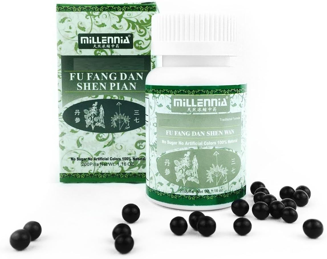 MILLENNIA Herbal Supplement - Fu Fang Dan Shen Wan - 12 Bottle Pack (200 Pills/Bottle)