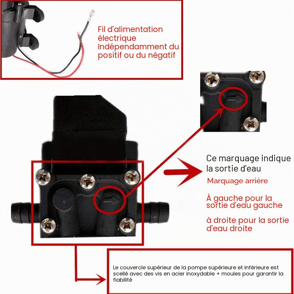 Pompe à diaphragme intelligente, pompe à membrane haute pression Dc12V 120W haute pression, sortie d'eau droite 7L / Min 10mm(18V Motor)